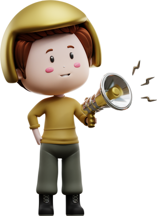 3d boy using megaphone